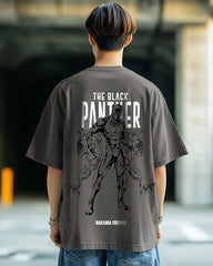 GRAY WAKANDA FOREVER OVERSIZED GRAPHIC TEEZ