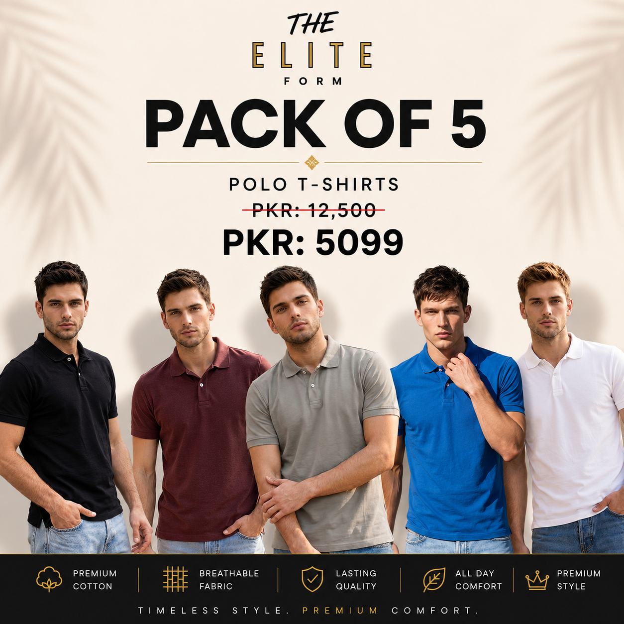 (PACK OF 5) POLO T-SHIRTS