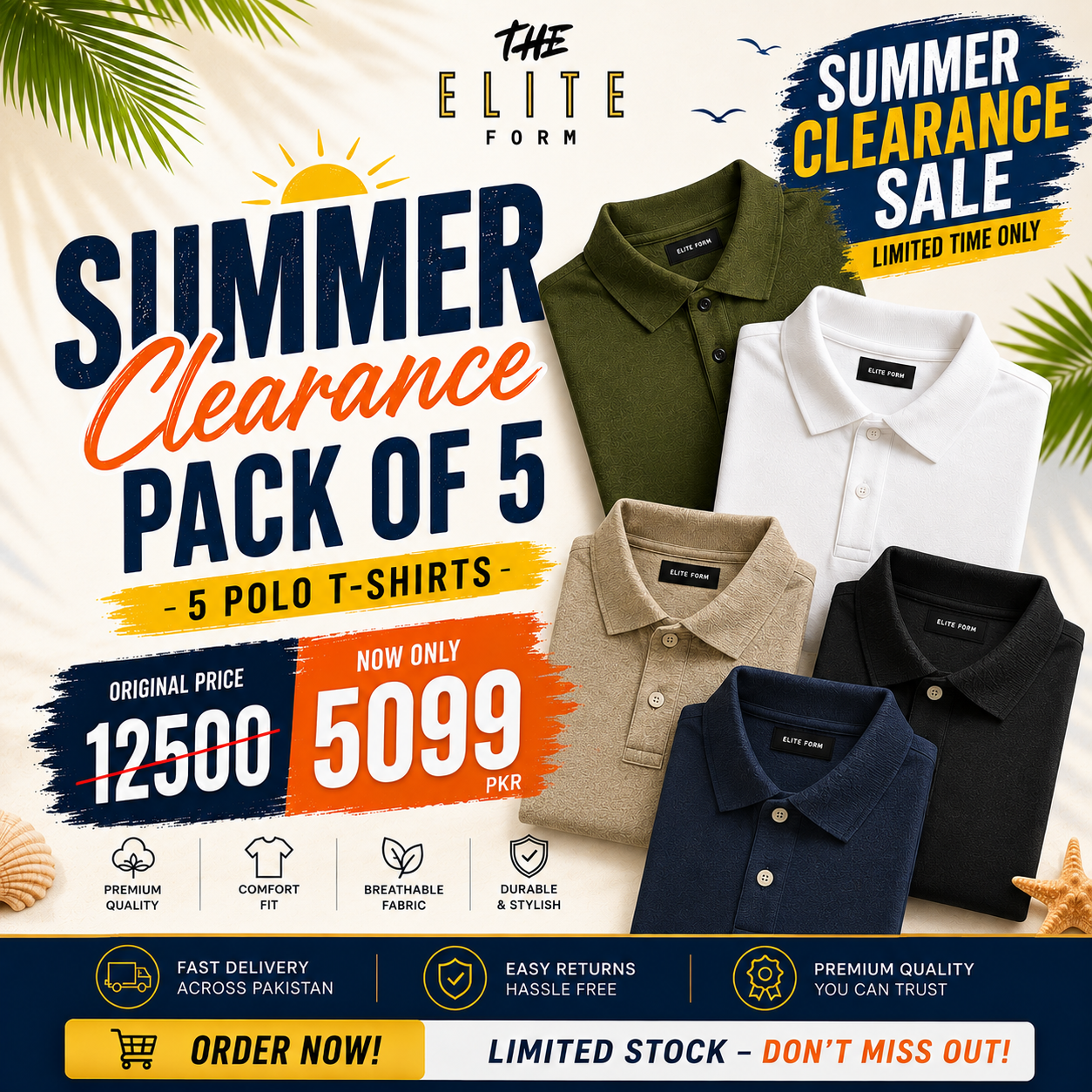 (PACK OF 5) POLO T-SHIRTS