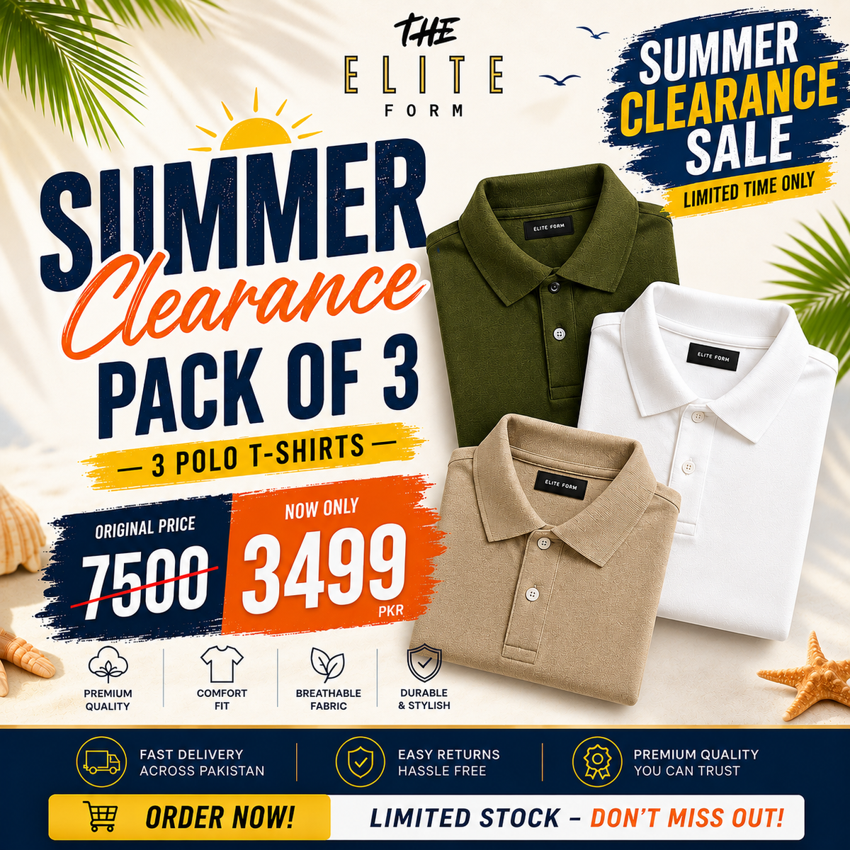 (PACK OF 3) POLO T-SHIRTS