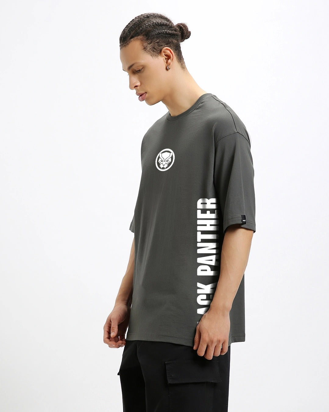 GRAY WAKANDA FOREVER OVERSIZED GRAPHIC TEEZ