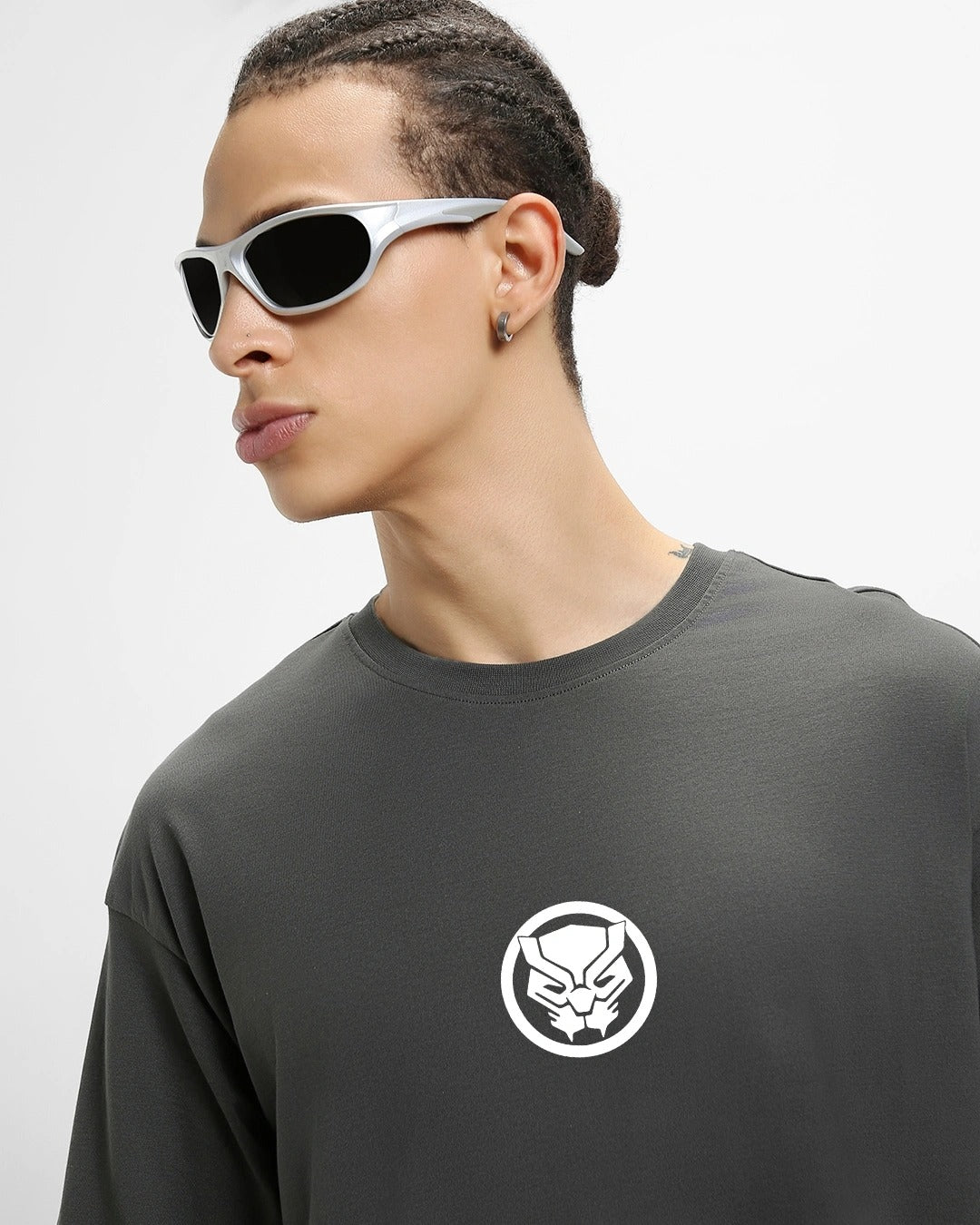 GRAY WAKANDA FOREVER OVERSIZED GRAPHIC TEEZ