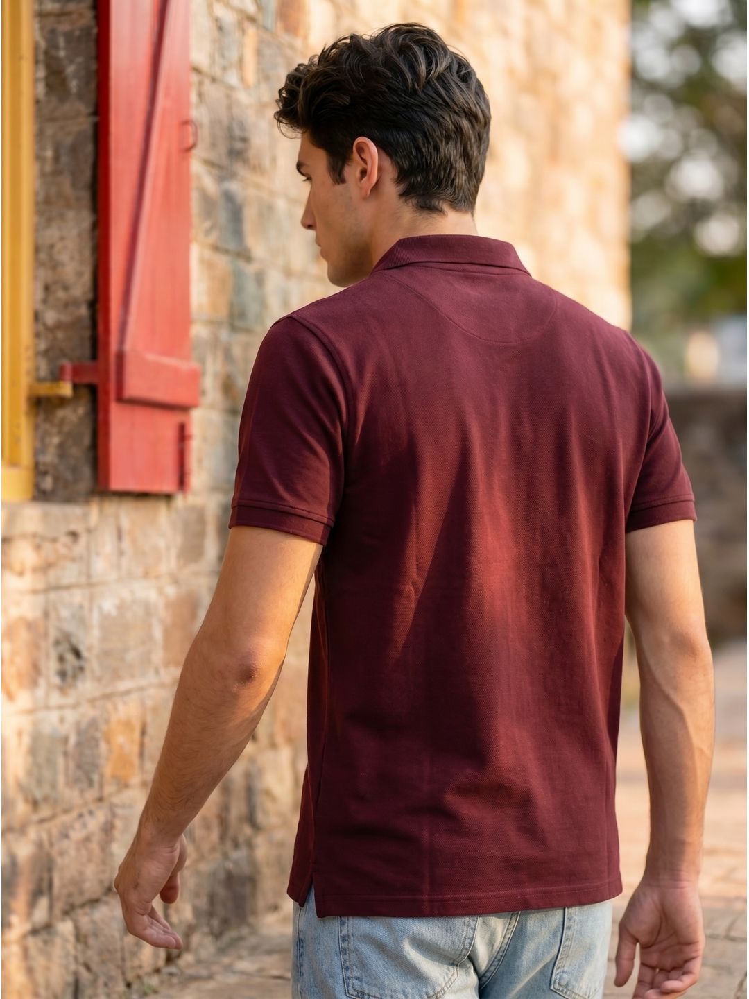 BURGUNDY POLO T-SHIRT (BASIC)