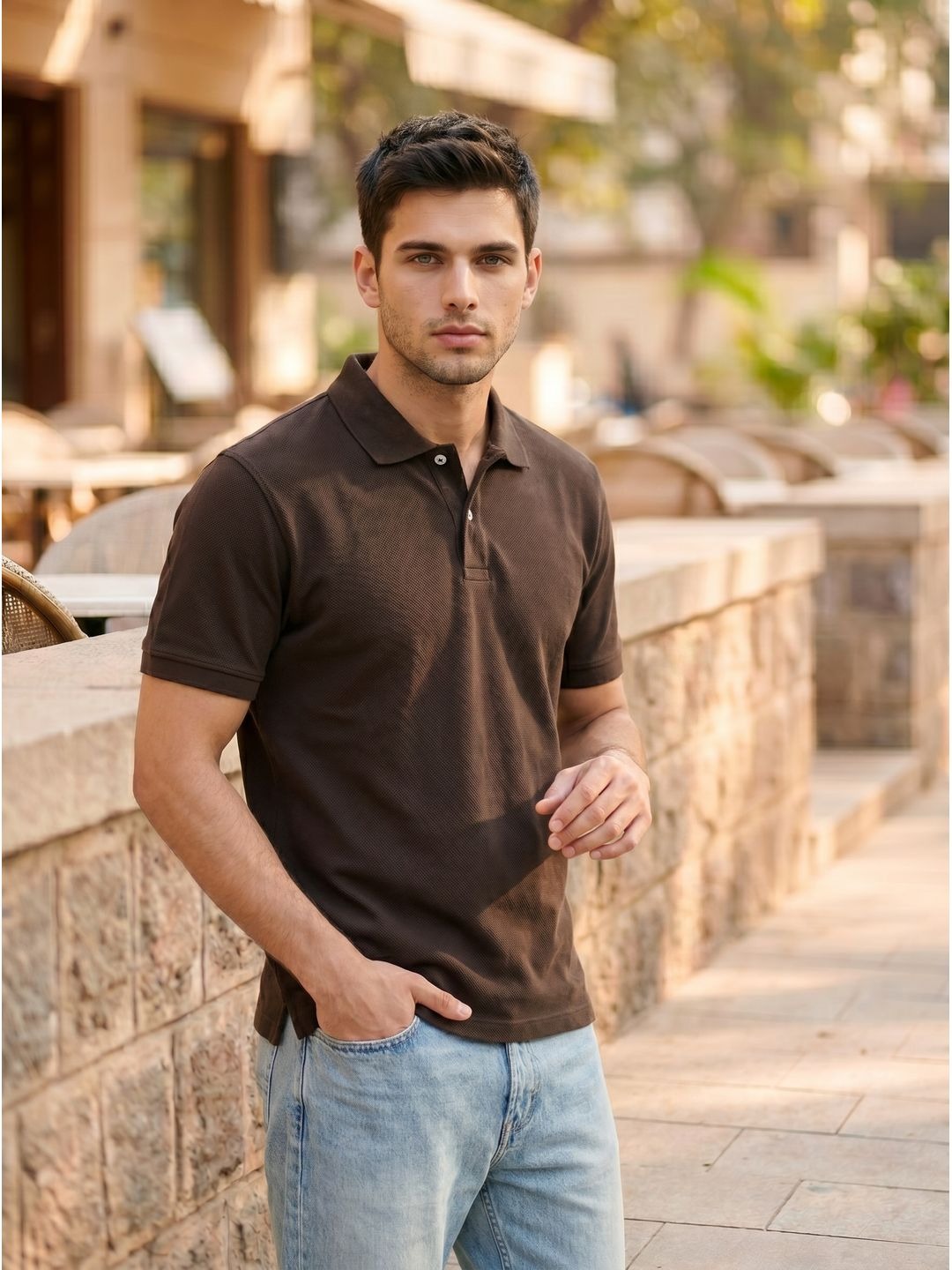 DARK BROWN POLO T-SHIRT (BASIC)