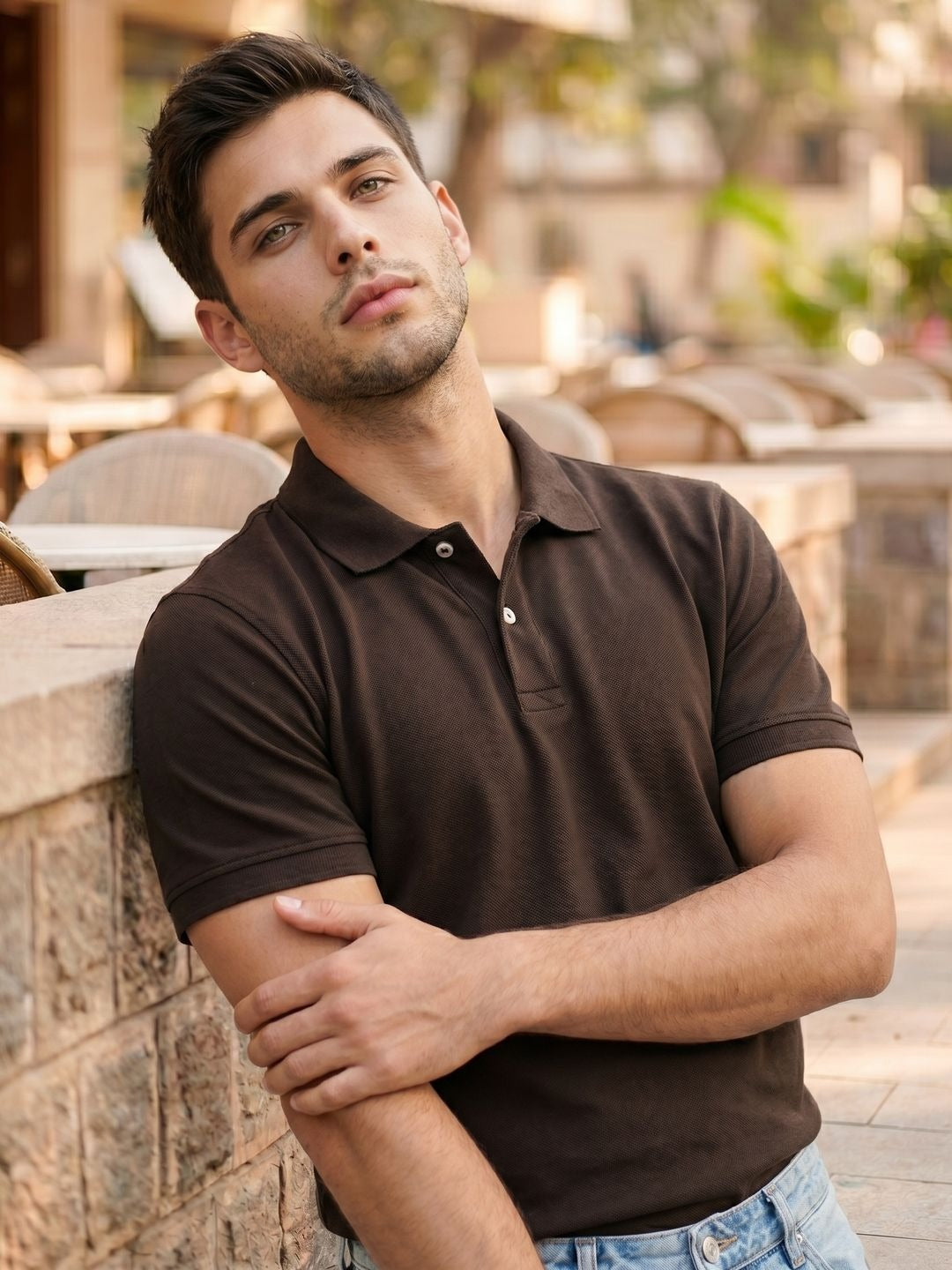 DARK BROWN POLO T-SHIRT (BASIC)