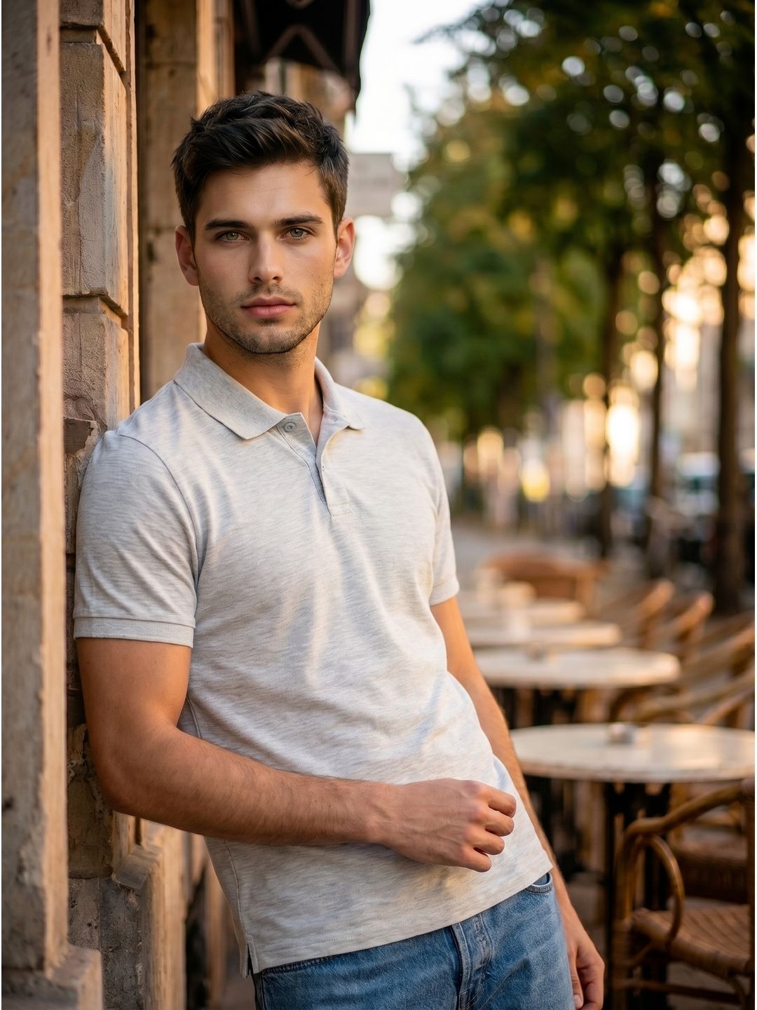 LIGHT GRAY POLO T-SHIRT (BASIC)