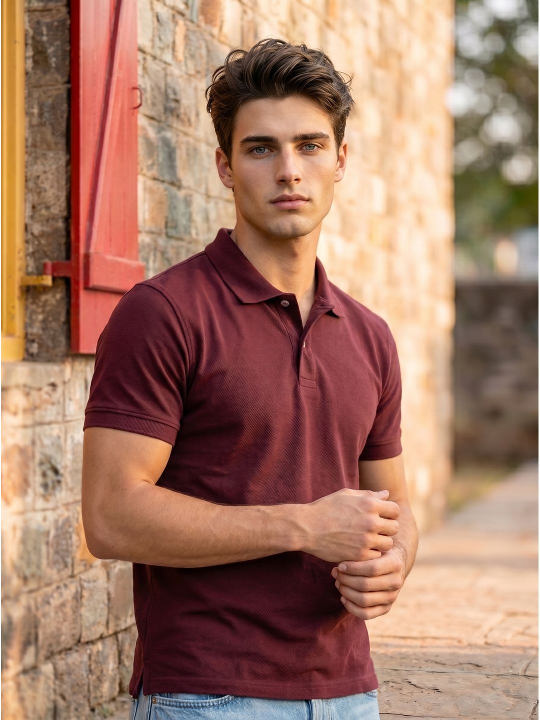 BURGUNDY POLO T-SHIRT (BASIC)