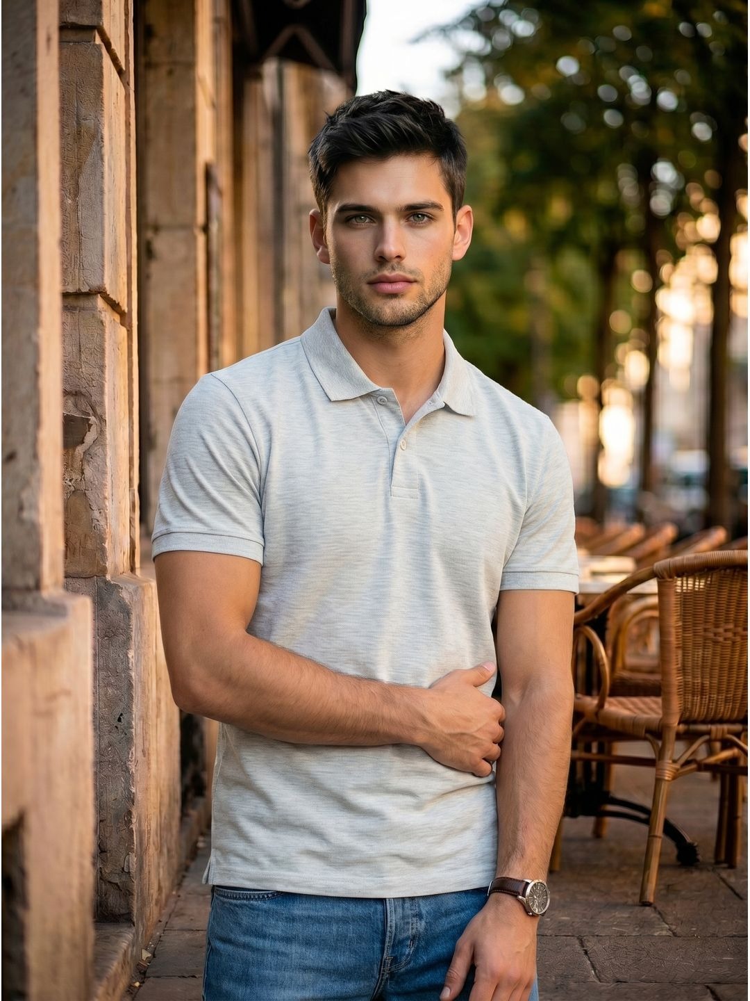LIGHT GRAY POLO T-SHIRT (BASIC)