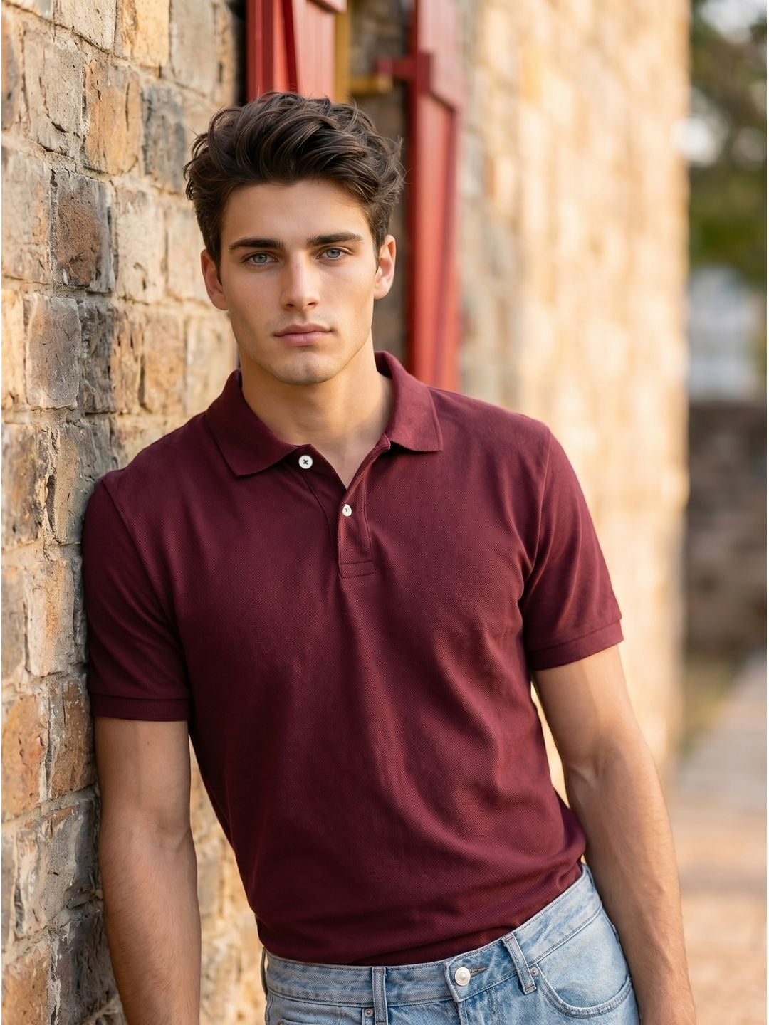 BURGUNDY POLO T-SHIRT (BASIC)