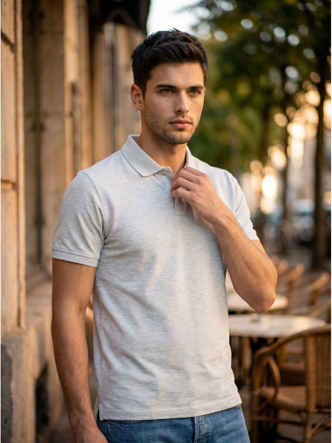 LIGHT GRAY POLO T-SHIRT (BASIC)