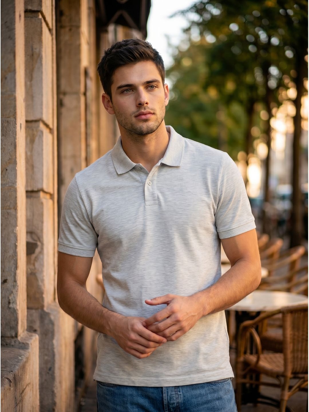 LIGHT GRAY POLO T-SHIRT (BASIC)