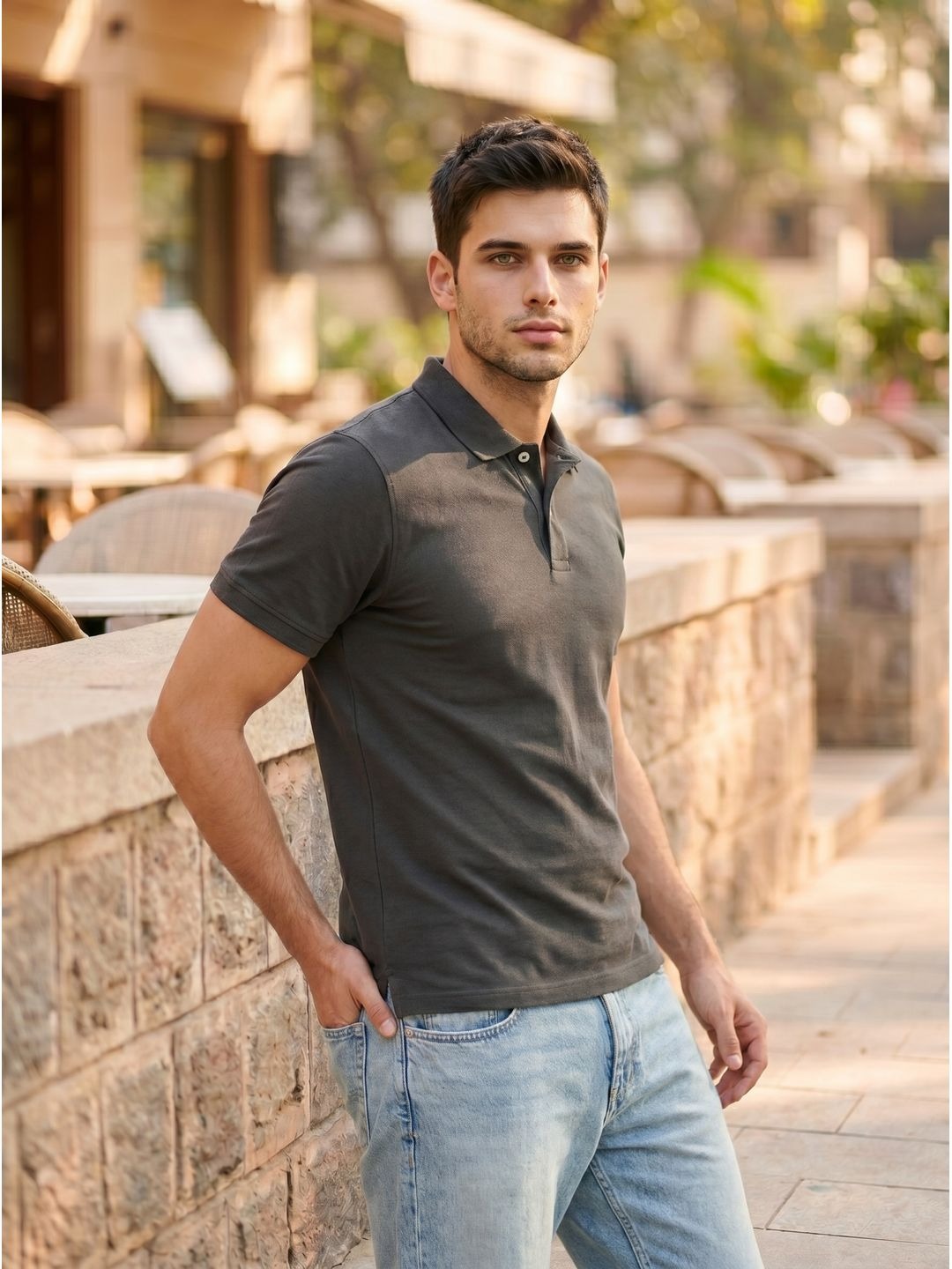 GRAY POLO T-SHIRT (BASIC)